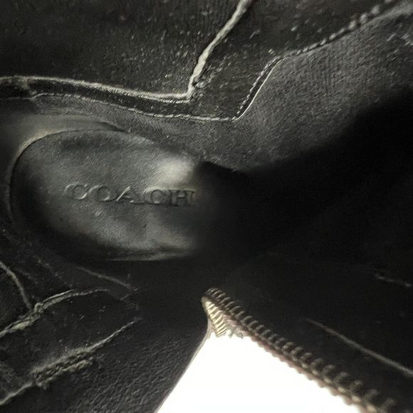 Coach Size 8 Turn Lock Riding Boots Black Leather Side Zip Stretch Panel Women’s - Picture 10 of 13
